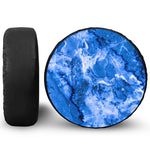 Blue Sapphire Marble Print Leather Spare Tire Cover