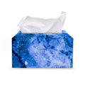Blue Sapphire Marble Print Leather Tissue Box Cover