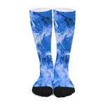 Blue Sapphire Marble Print Long Socks