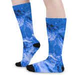 Blue Sapphire Marble Print Long Socks