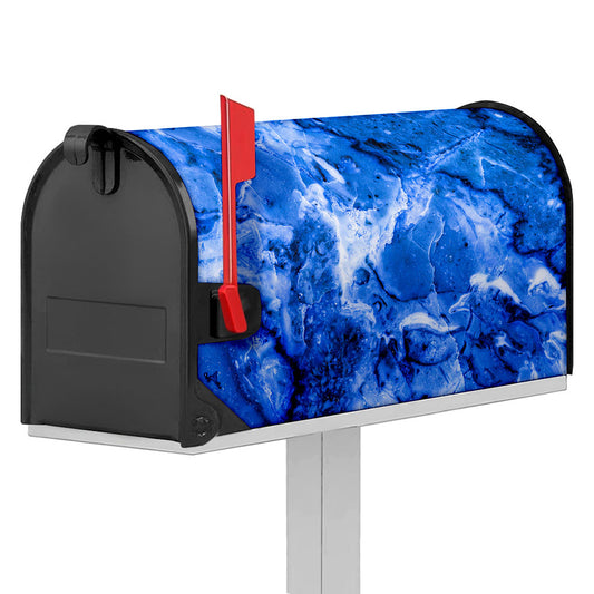 Blue Sapphire Marble Print Mailbox Cover