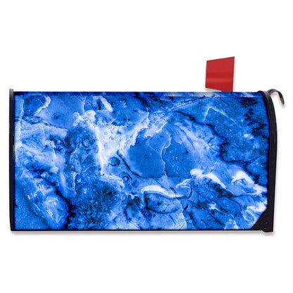 Blue Sapphire Marble Print Mailbox Cover