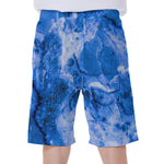 Blue Sapphire Marble Print Men's Beach Shorts