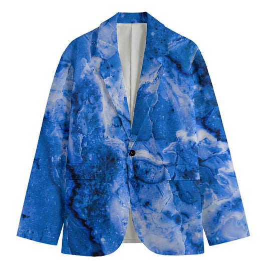Blue Sapphire Marble Print Men's Blazer