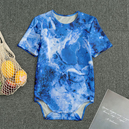 Blue Sapphire Marble Print Men's Bodysuit