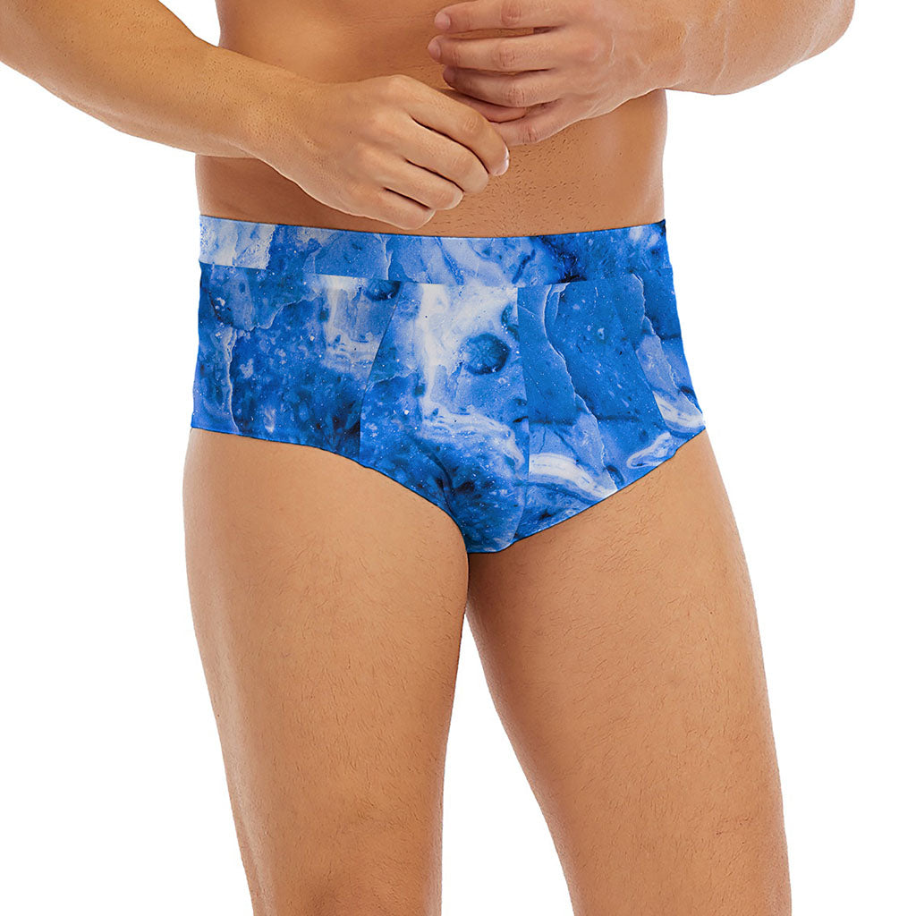 Blue Sapphire Marble Print Men's Briefs