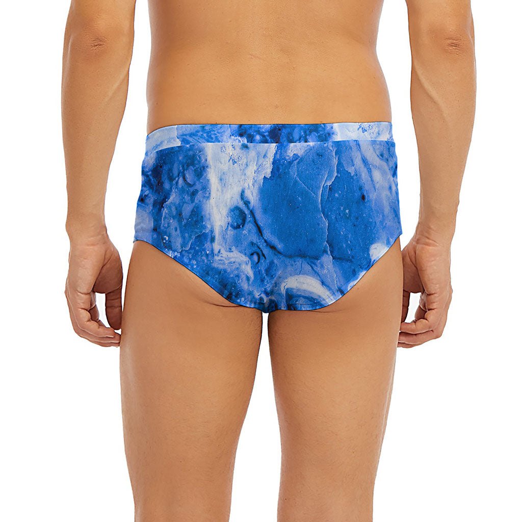 Blue Sapphire Marble Print Men's Briefs