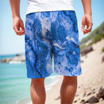 Blue Sapphire Marble Print Men's Cargo Shorts