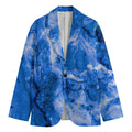 Blue Sapphire Marble Print Men's Cotton Blazer