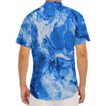 Blue Sapphire Marble Print Men's Deep V-Neck Shirt