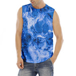 Blue Sapphire Marble Print Men's Fitness Tank Top