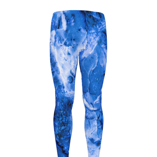 Blue Sapphire Marble Print Men's leggings