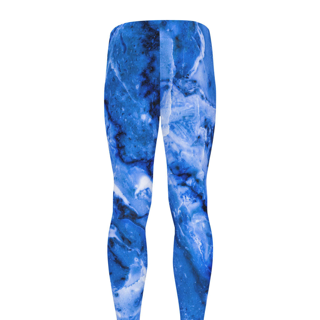 Blue Sapphire Marble Print Men's leggings