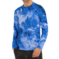 Blue Sapphire Marble Print Men's Long Sleeve Rash Guard