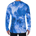 Blue Sapphire Marble Print Men's Long Sleeve T-Shirt