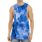 Blue Sapphire Marble Print Men's Muscle Tank Top