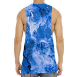 Blue Sapphire Marble Print Men's Muscle Tank Top