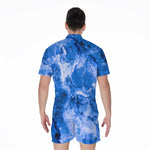 Blue Sapphire Marble Print Men's Rompers