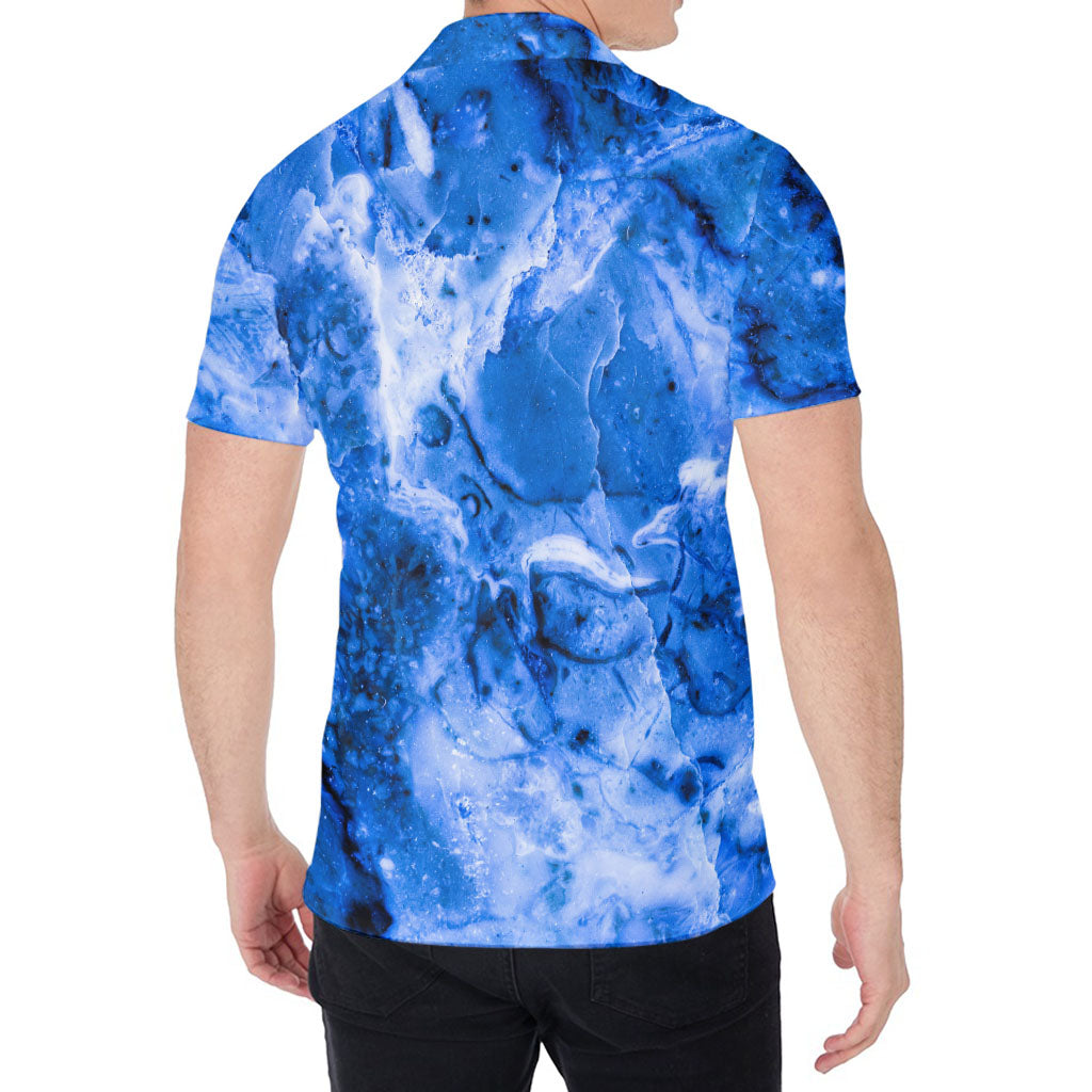Blue Sapphire Marble Print Men's Shirt