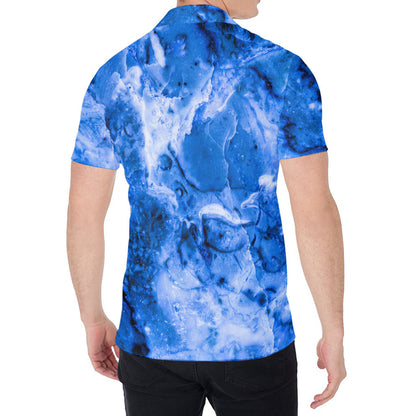 Blue Sapphire Marble Print Men's Shirt