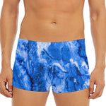 Blue Sapphire Marble Print Men's Short Boxer Briefs