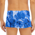 Blue Sapphire Marble Print Men's Short Boxer Briefs