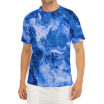 Blue Sapphire Marble Print Men's Short Sleeve Rash Guard