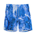 Blue Sapphire Marble Print Men's Athletic Shorts