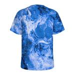 Blue Sapphire Marble Print Men's Sports T-Shirt
