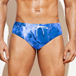 Blue Sapphire Marble Print Men's Swim Briefs