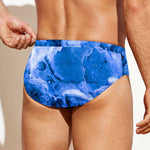 Blue Sapphire Marble Print Men's Swim Briefs