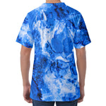 Blue Sapphire Marble Print Men's Velvet T-Shirt