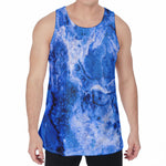 Blue Sapphire Marble Print Men's Velvet Tank Top