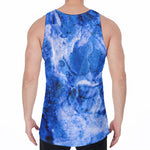 Blue Sapphire Marble Print Men's Velvet Tank Top