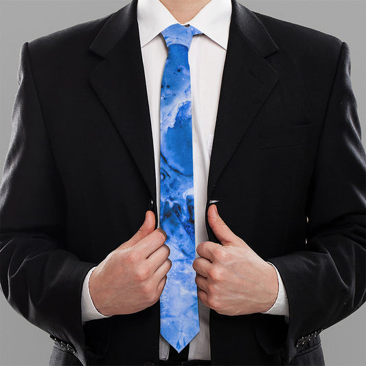Blue Sapphire Marble Print Necktie