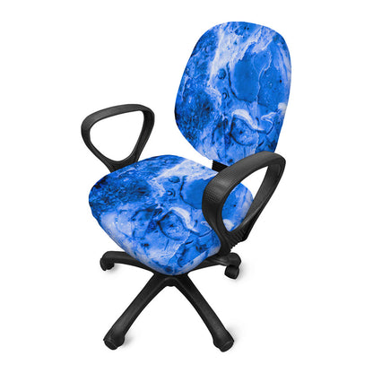 Blue Sapphire Marble Print Office Chair Cover