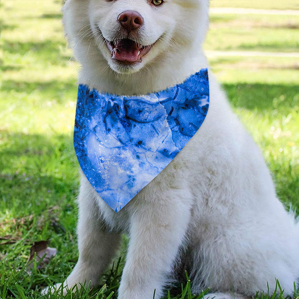 Blue Sapphire Marble Print Over The Collar Dog Bandana