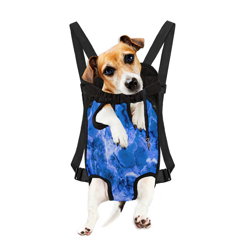 Blue Sapphire Marble Print Pet Carrier Backpack