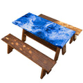 Blue Sapphire Marble Print Picnic Table Cover