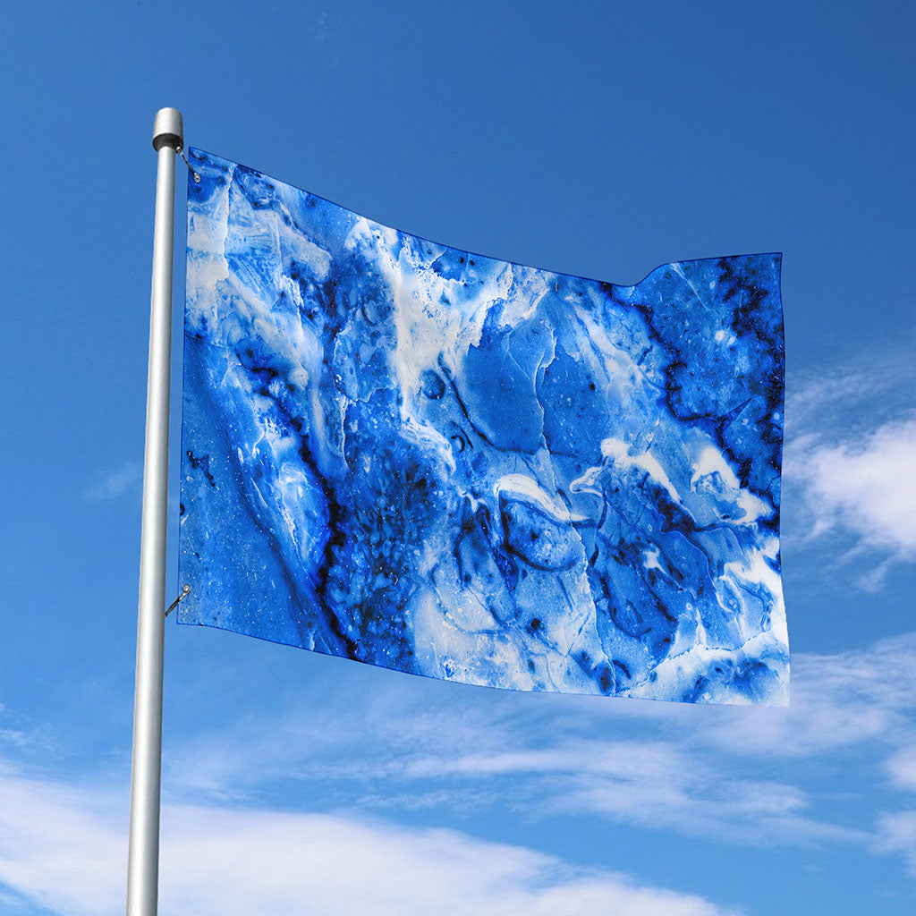 Blue Sapphire Marble Print Polyester Flag
