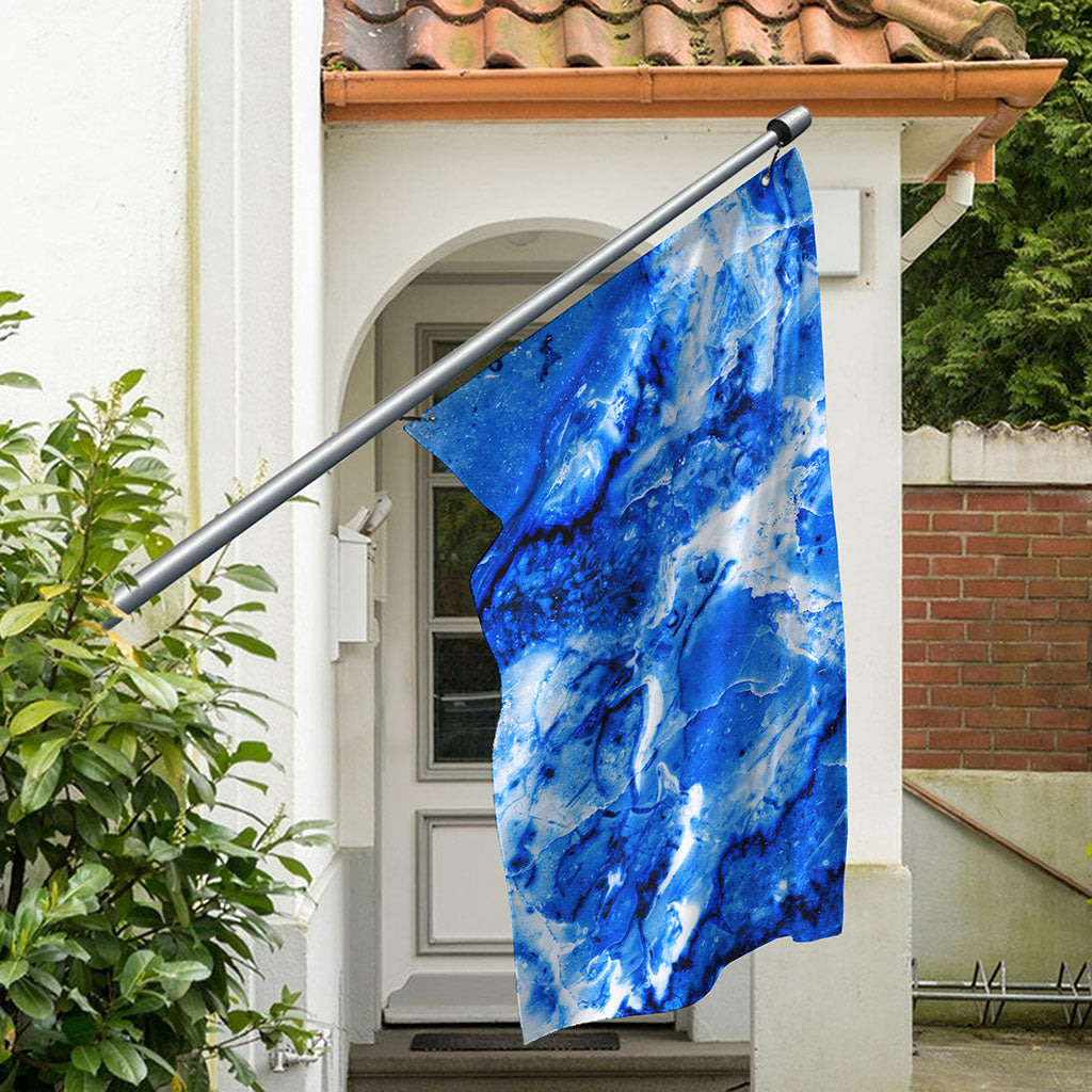 Blue Sapphire Marble Print Polyester Flag