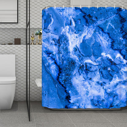 Blue Sapphire Marble Print Polyester Shower Curtain