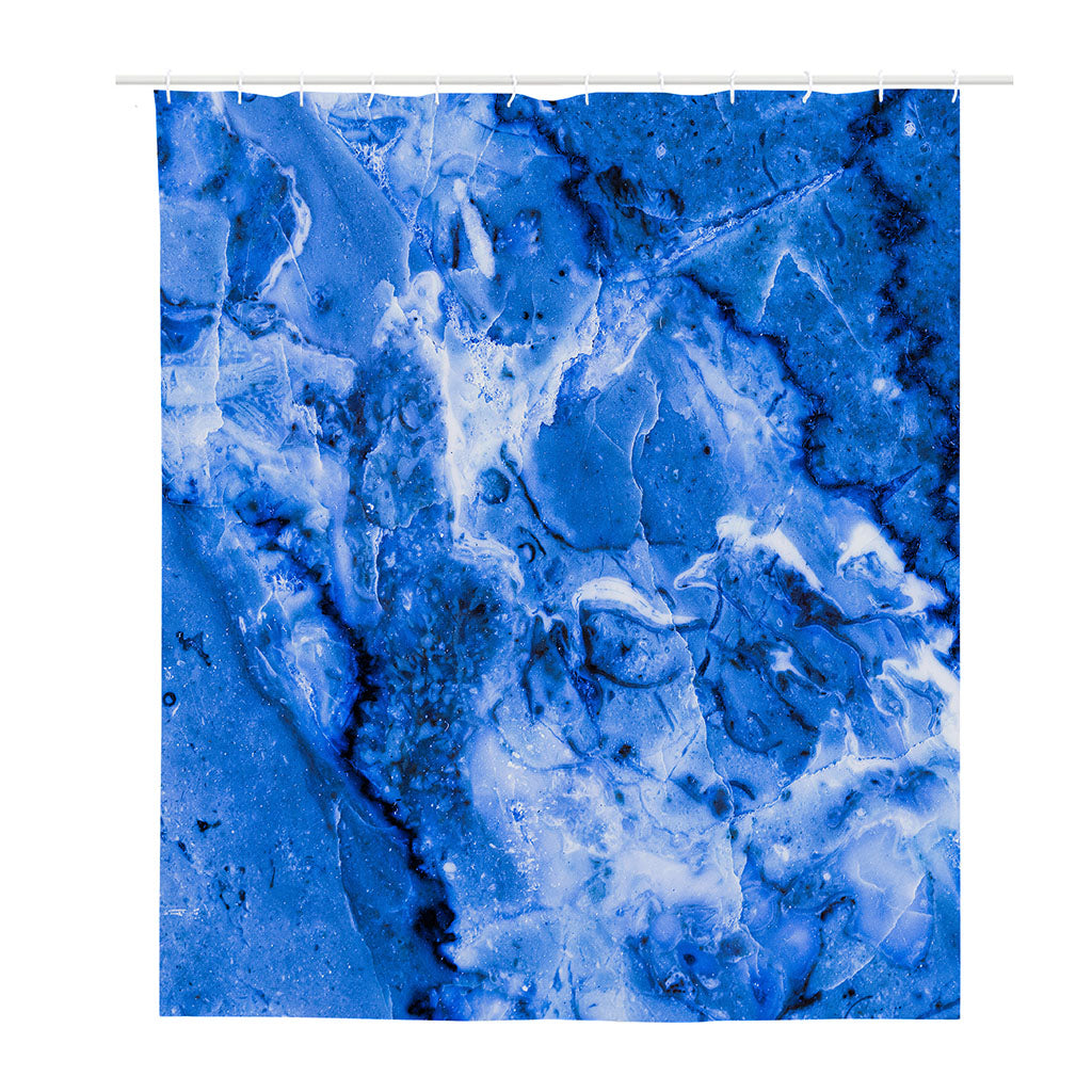 Blue Sapphire Marble Print Polyester Shower Curtain