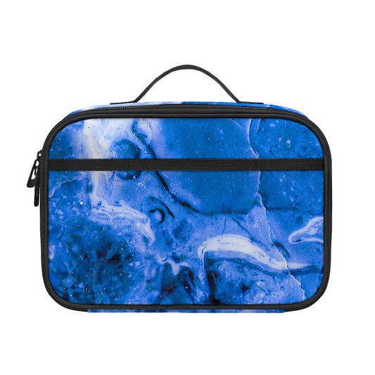 Blue Sapphire Marble Print Portable Lunch Bag