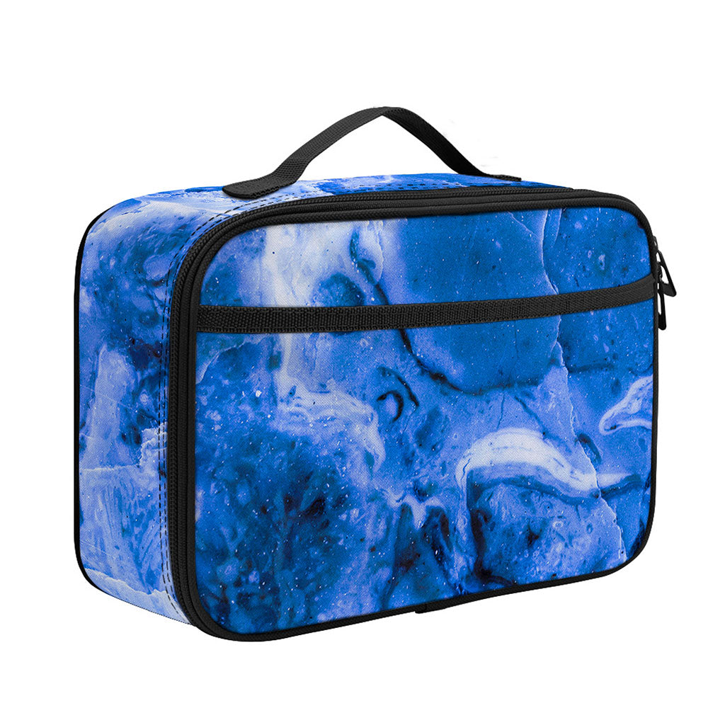 Blue Sapphire Marble Print Portable Lunch Bag