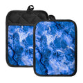 Blue Sapphire Marble Print Pot Holders With Pocket