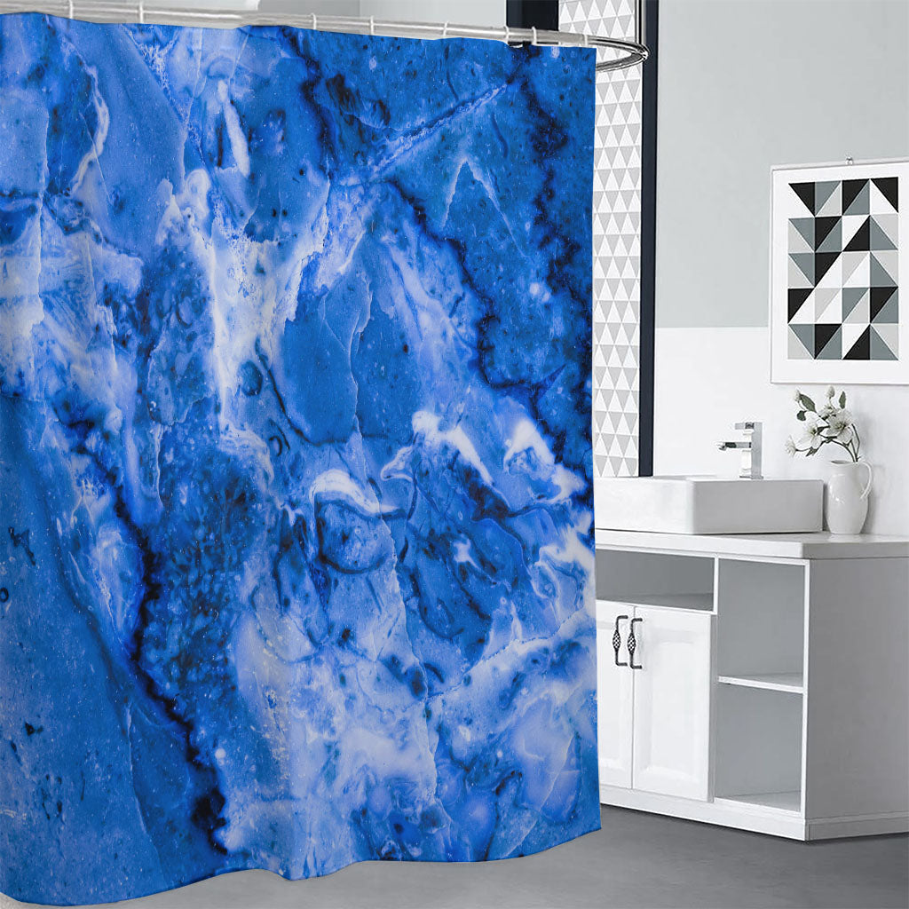 Blue Sapphire Marble Print Premium Shower Curtain