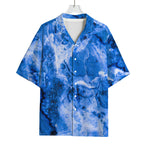 Blue Sapphire Marble Print Rayon Hawaiian Shirt