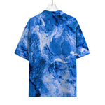 Blue Sapphire Marble Print Rayon Hawaiian Shirt