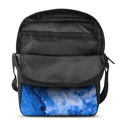 Blue Sapphire Marble Print Rectangular Crossbody Bag